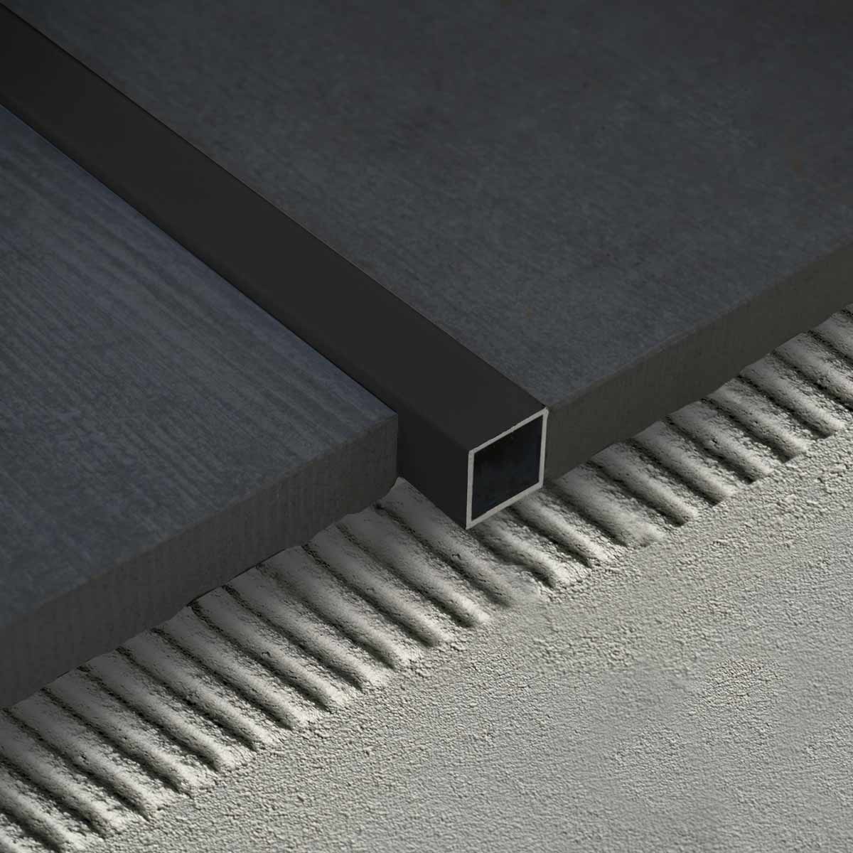 Tubo Quadrado Alumínio Mate-Dourado-Bronze