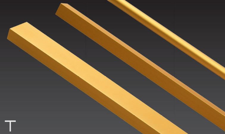 Perfil em TÊ Alumínio Mate-Dourado-Bronze